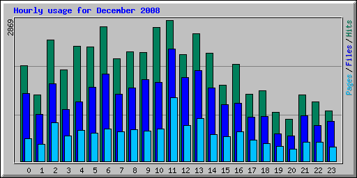 Hourly usage for December 2008
